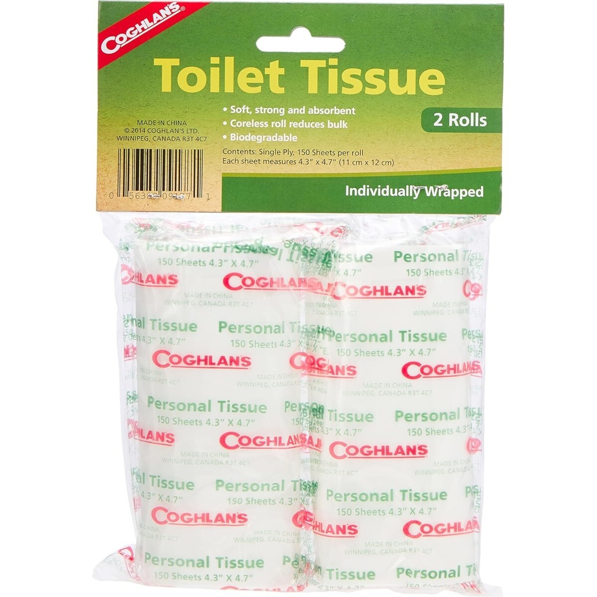 Camping Toilet Tissue 2 Rolls for Backpack Packable Compact Biodegradable Paper