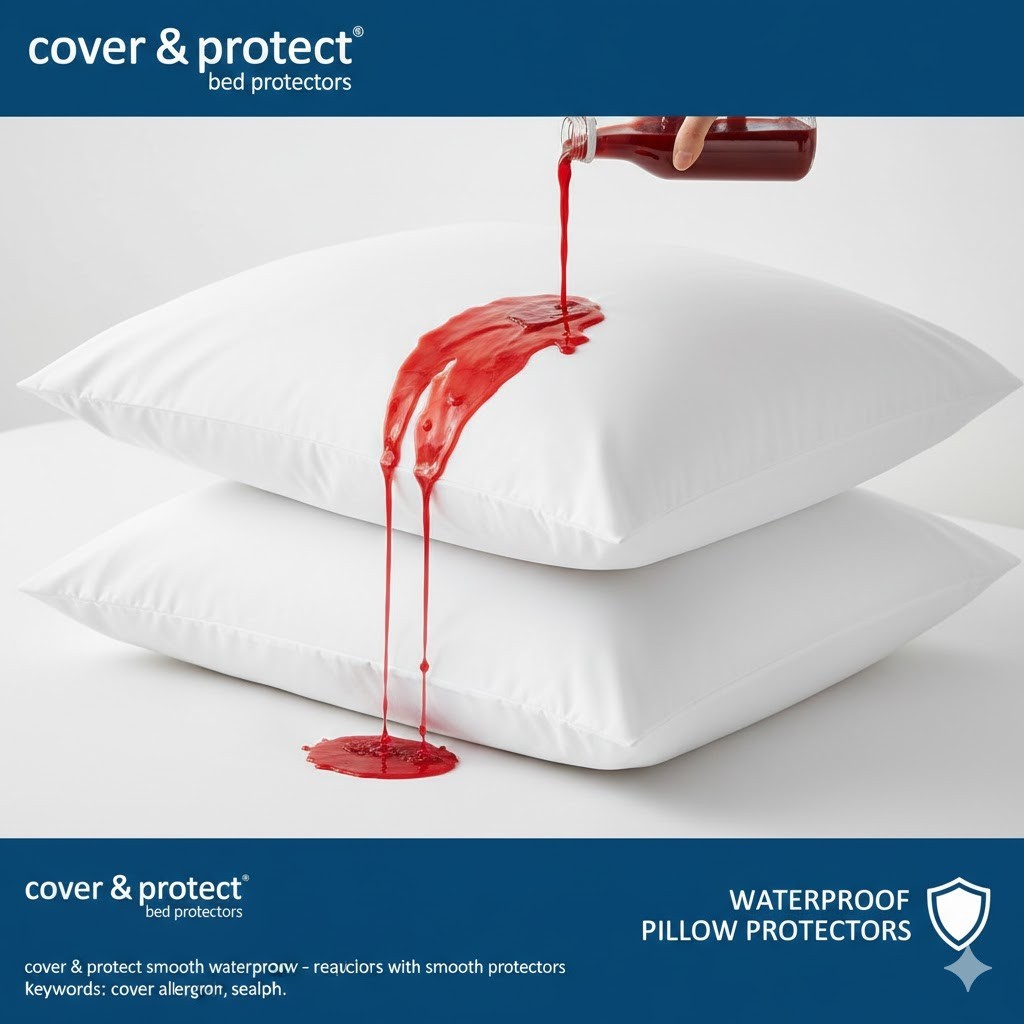 Premium 4 Pack Pillow Protectors with Zipper Waterproof Pillow Protector Queen