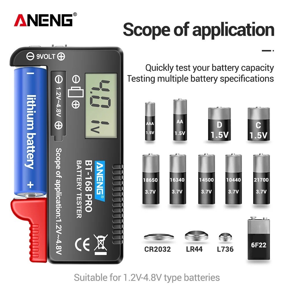 ANENG BT-168 PRO Digital Battery Tester AA AAA Button Cell Capacity Checker