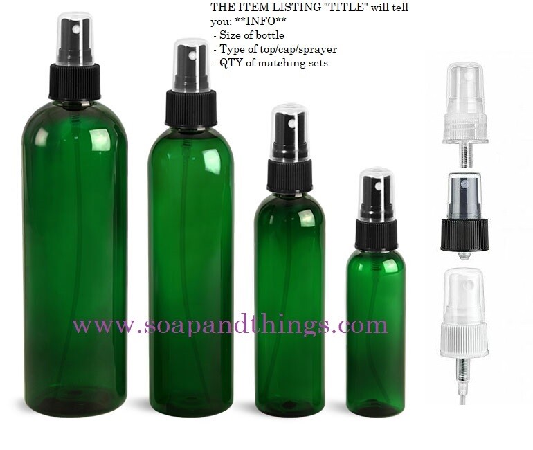 4 oz Green Bullet PET Plastic Bottle with Sprayer Caps, 12 Sets