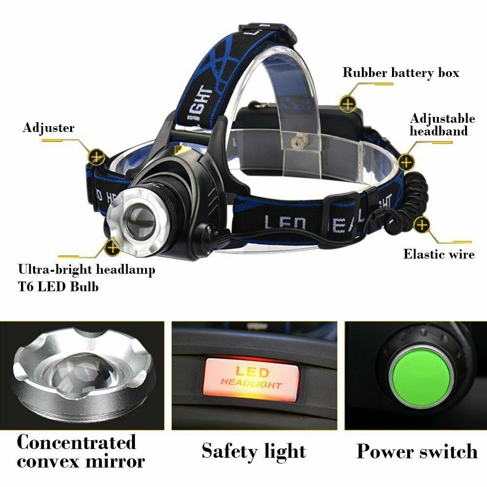 SuperBright LED Headlamp Headlight Flashlight Head Torch Camp US