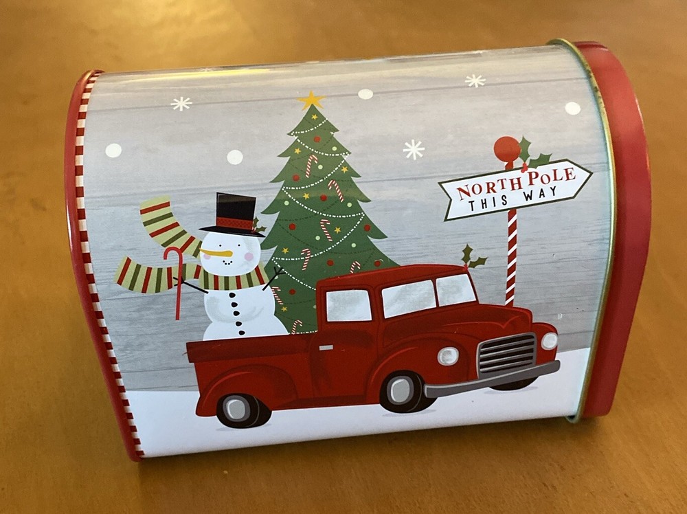 Greenbrier Christmas Gift Box Mailbox Tin