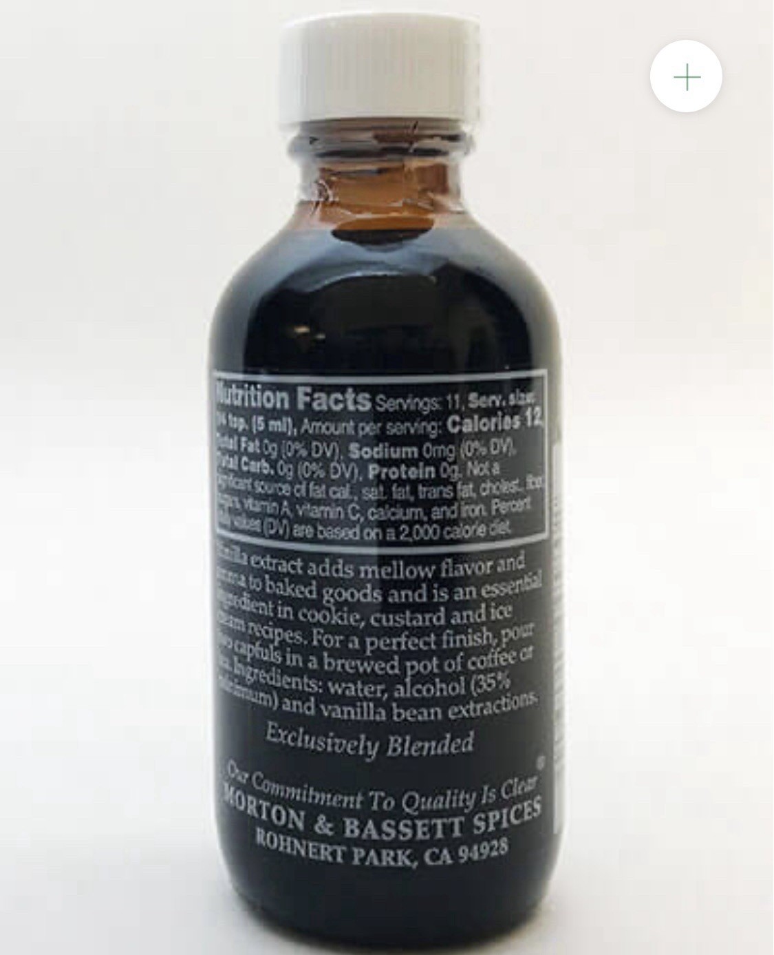 Morton & Bassett Premium Quality Pure Vanilla Extract No Added Sugar 4 FL OZ