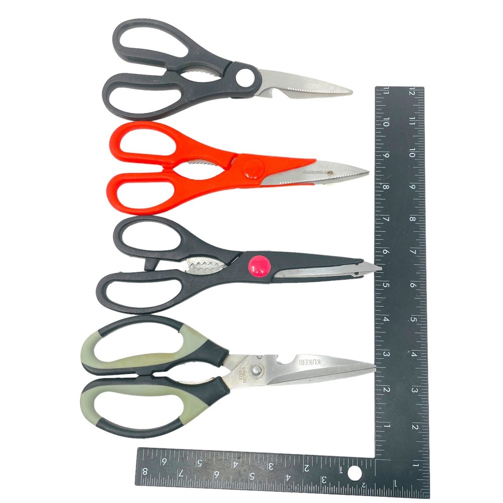 Kukeri and Assorted Multi Tools Kitchen Scissors Stainless Steel Shears, 4 Pcs