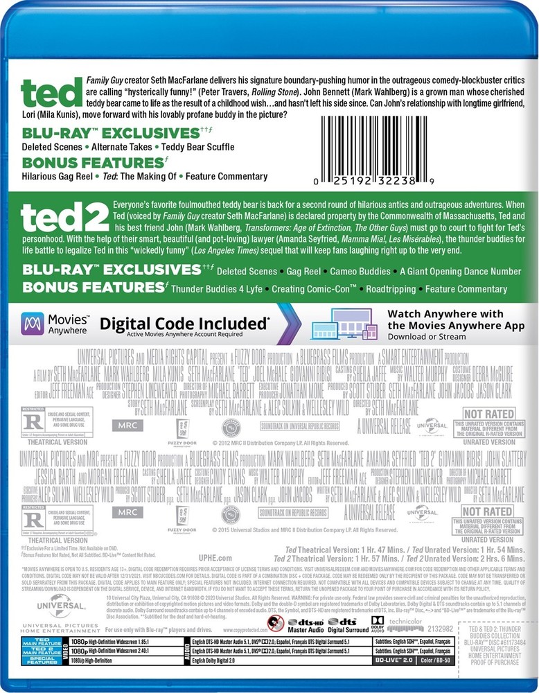 Ted / Ted 2 Blu-ray Mila Kunis NEW