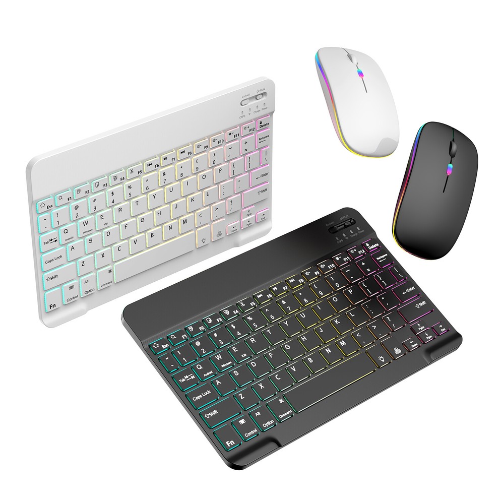 RGB Wireless Backlit Keyboard and Mouse Combo Set Bluetooth for iPad Laptop PC