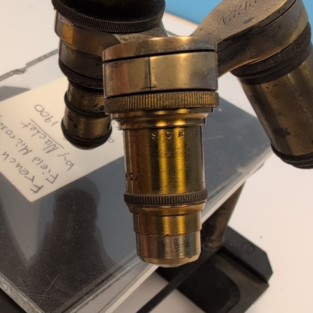 Antique Nachet Paris Large-Field Compound Microscope c1900 Mechanical Brass