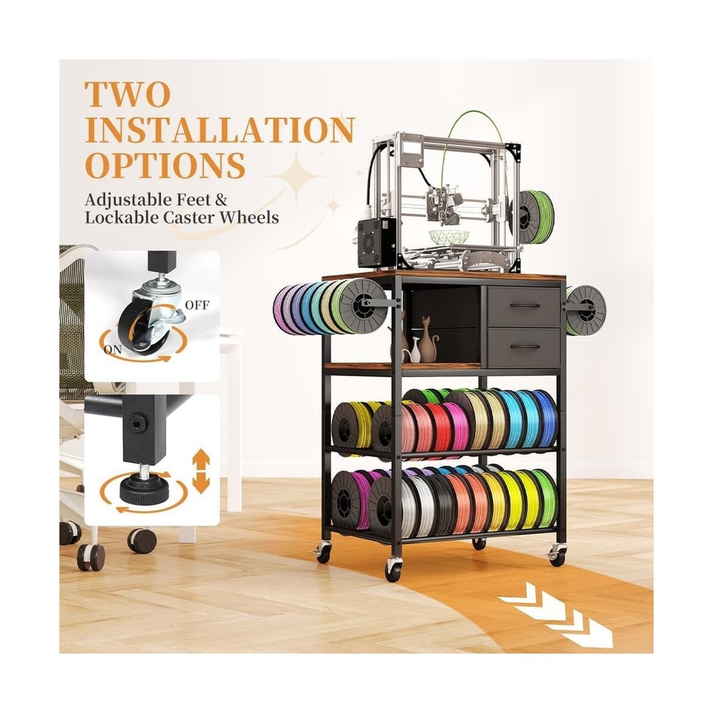3D Printer Stand with Filaments Storage, Rolling 3D Printer Table Filament St...