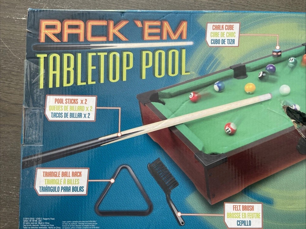 Ideal Rack 'Em Tabletop Pool game set