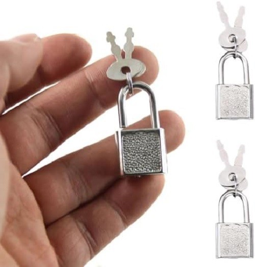 10Pcs Mini Cute Diary Padlock, Tiny Luggage Lock with Keys, Small Silver