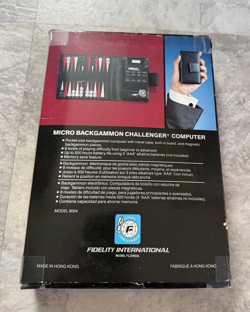 Vintage Fidelity Electronic Backgammon Micro Computer Digital Game