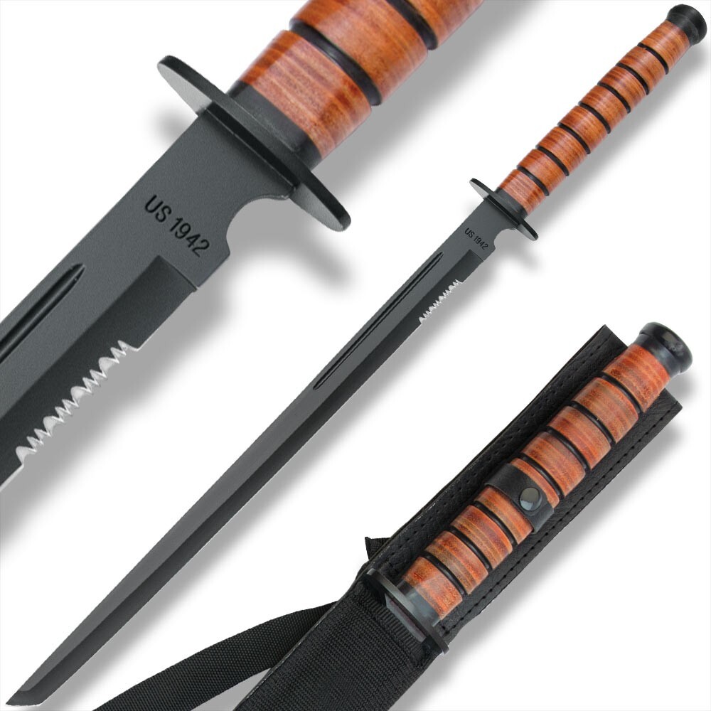 1942 US Combat Sword with Sheath | USMC Replica | Shoulder Strap | Overall 27.5"