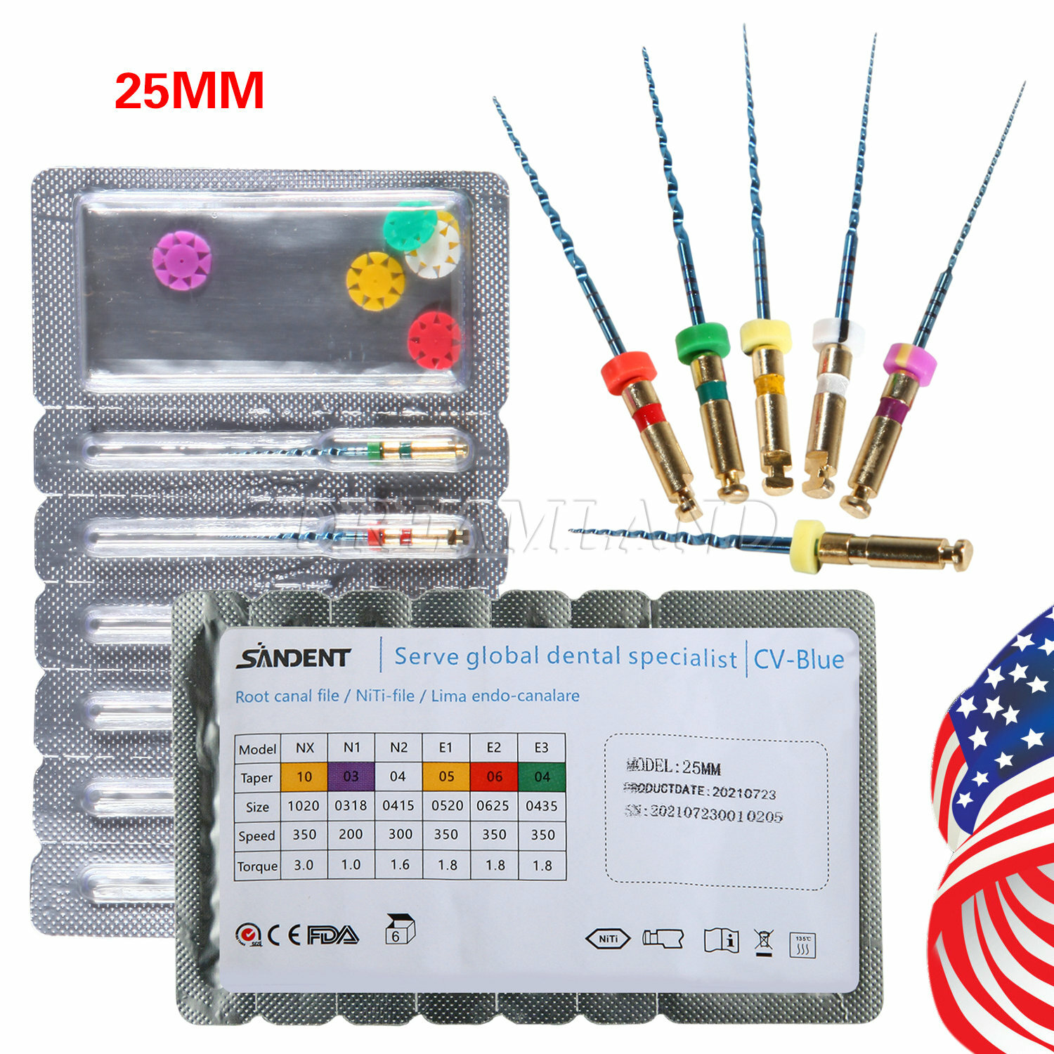 Dental Endodontic Engine Rotary NiTi File Files 25mm for Endo motor USA