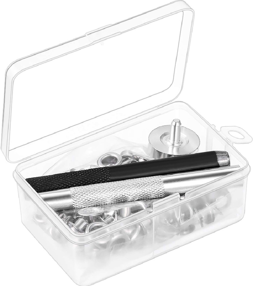 100 Sets Grommet Eyelets Tool Kit, Grommet Setting Tool and Eyelets with Setting