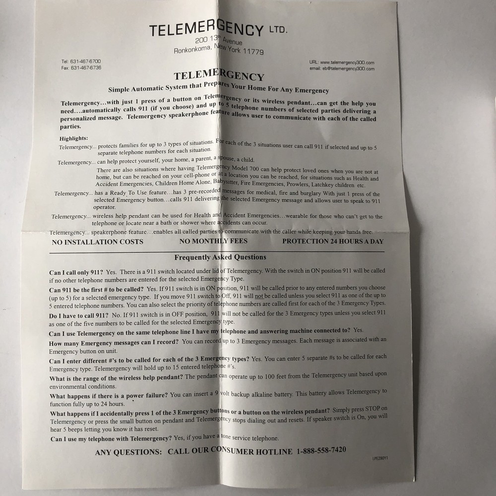 Telemergency Pro Emergency Alert System Model 700 B
