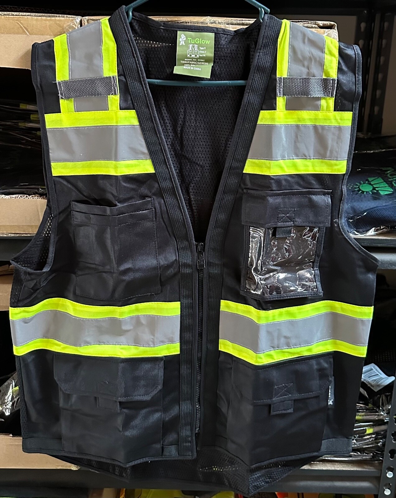 Supervisor Black Two Tones Safety Vest, ANSI/ ISEA Photo ID Pocket (802BK)