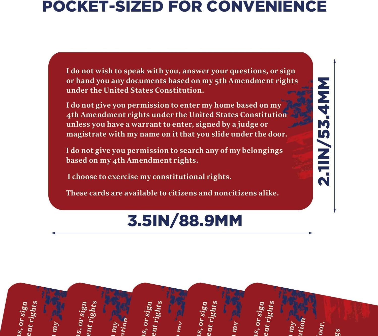 50 Pack Immigration Rights Red Cards - Bilingual Constitutional Rights Reminder