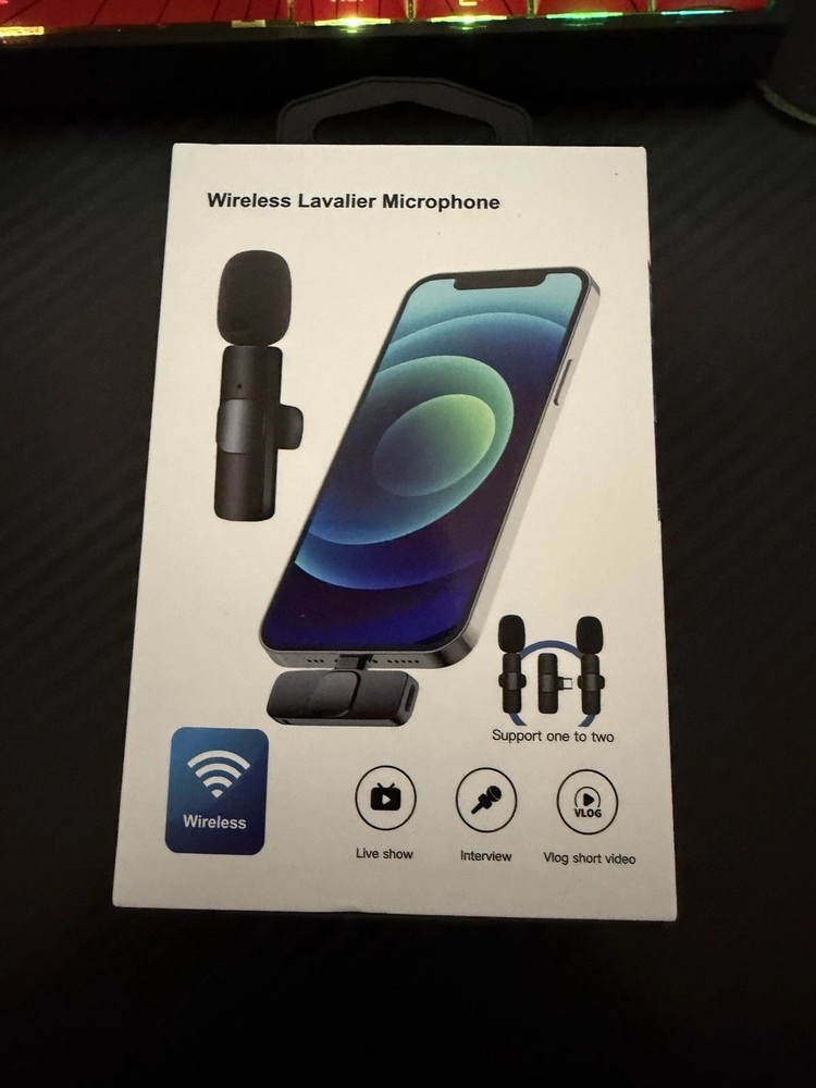 Wireless Lavalier Microphone, Black USB-C 2 microphones