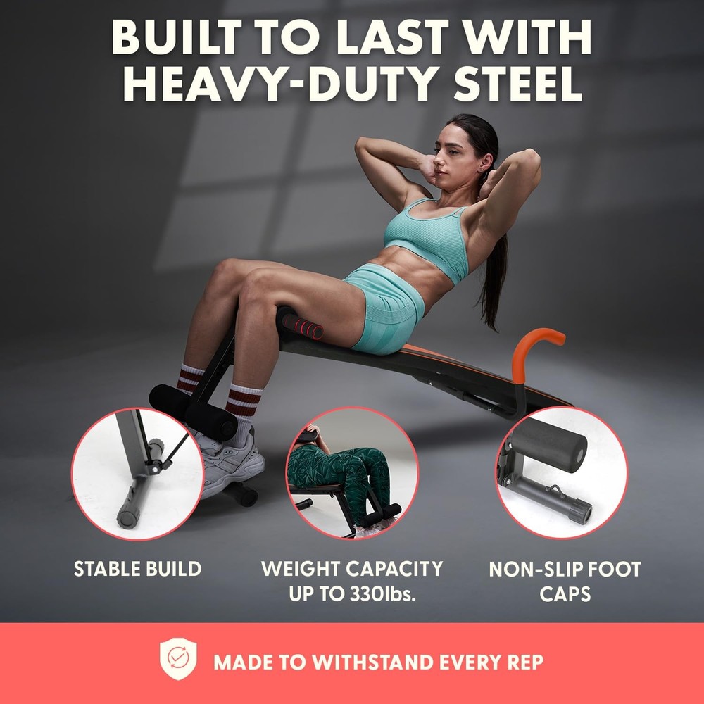 Adjustable Sit Up Bench for Abs, Decline & Reverse Crunch, Home Workout