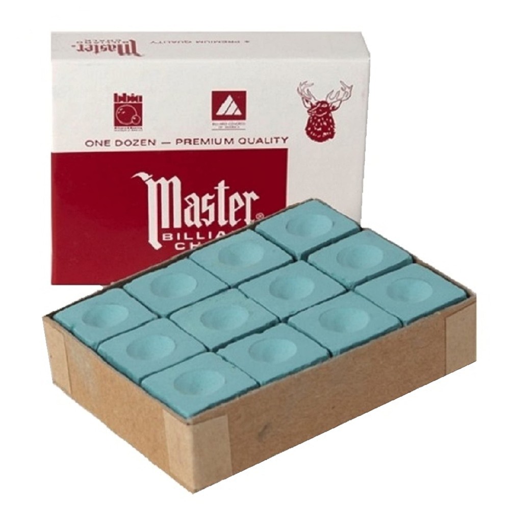 Master Billiard/Pool Cue Chalk Box 12 Cubes Green