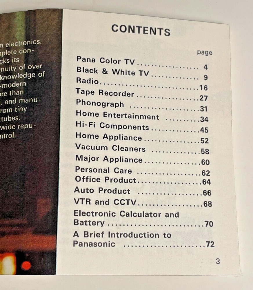 VINTAGE PANASONIC CATALOG BOOKLET MINI COMPLETE LINE 75 Pages