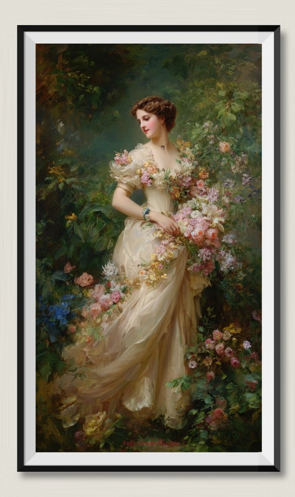 Floral Crowned Princess - DIY Chart Counted Cross Stitch Patterns Needlework DMC