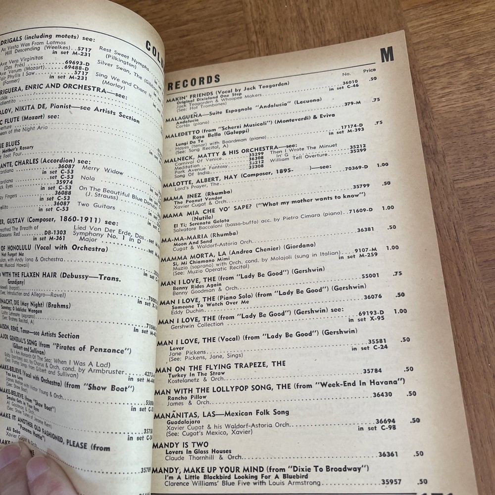 Columbia Record Catalog 1945- Acceptable Condition
