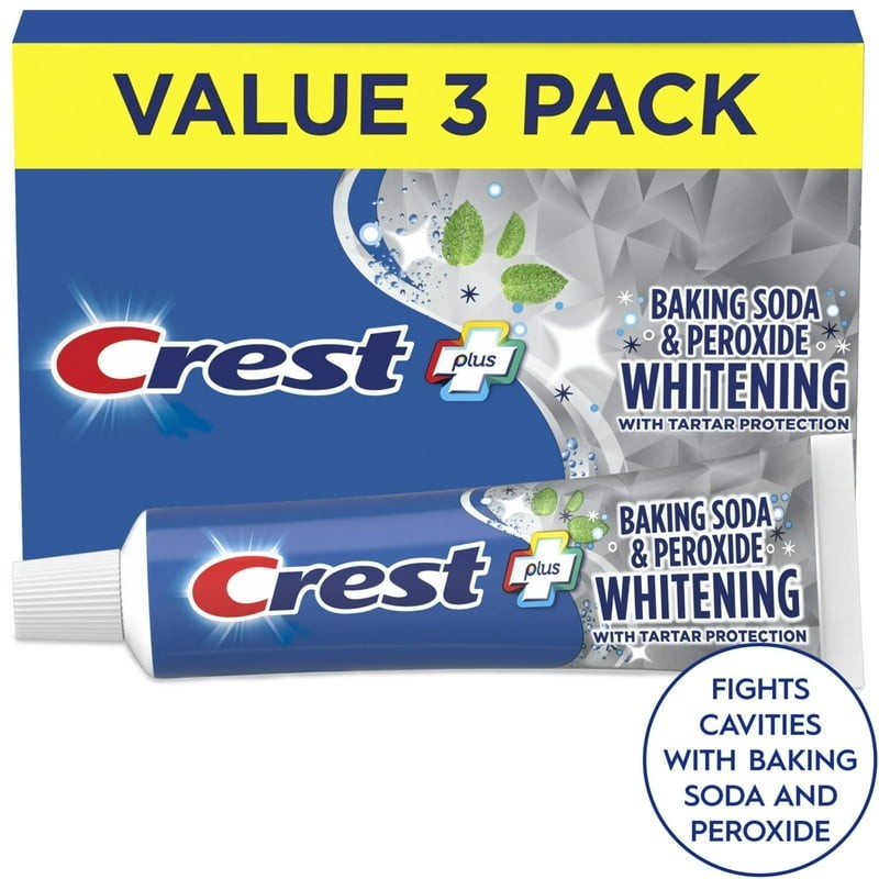 Crest Plus Baking Soda & Peroxide Teeth Whitening Toothpaste,Mint, 5.7 oz,3 Pack