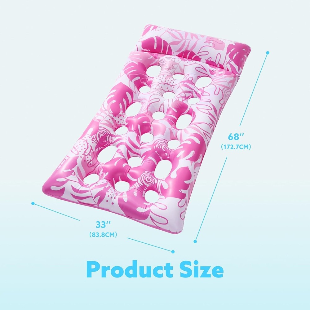"""Inflatable Pool Floats Adults - Large Pool Float Tanning Raft with Headrest,