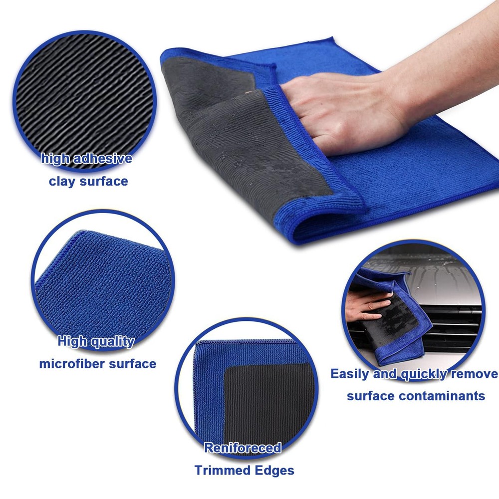 TOLDATLI Clay Towel 2 Pack Auto Detailing - Fine Grade 2 Pack, Blue