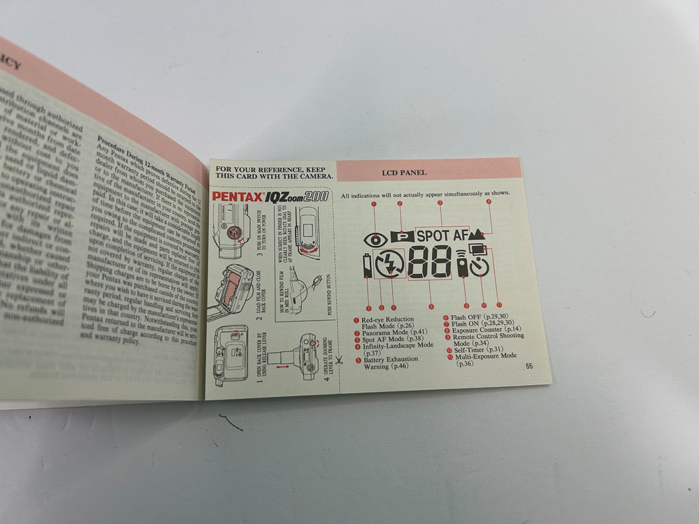 Pentax IQZoom 200 Operating Manual Only 1998
