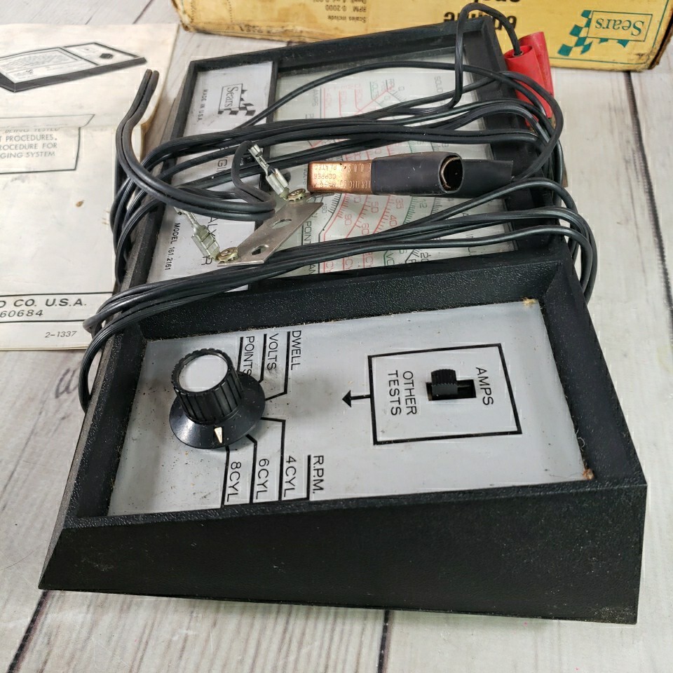 Vintage SEARS ENGINE ANALYZER Model 161-2161 Original Box 12V Ignition Systems
