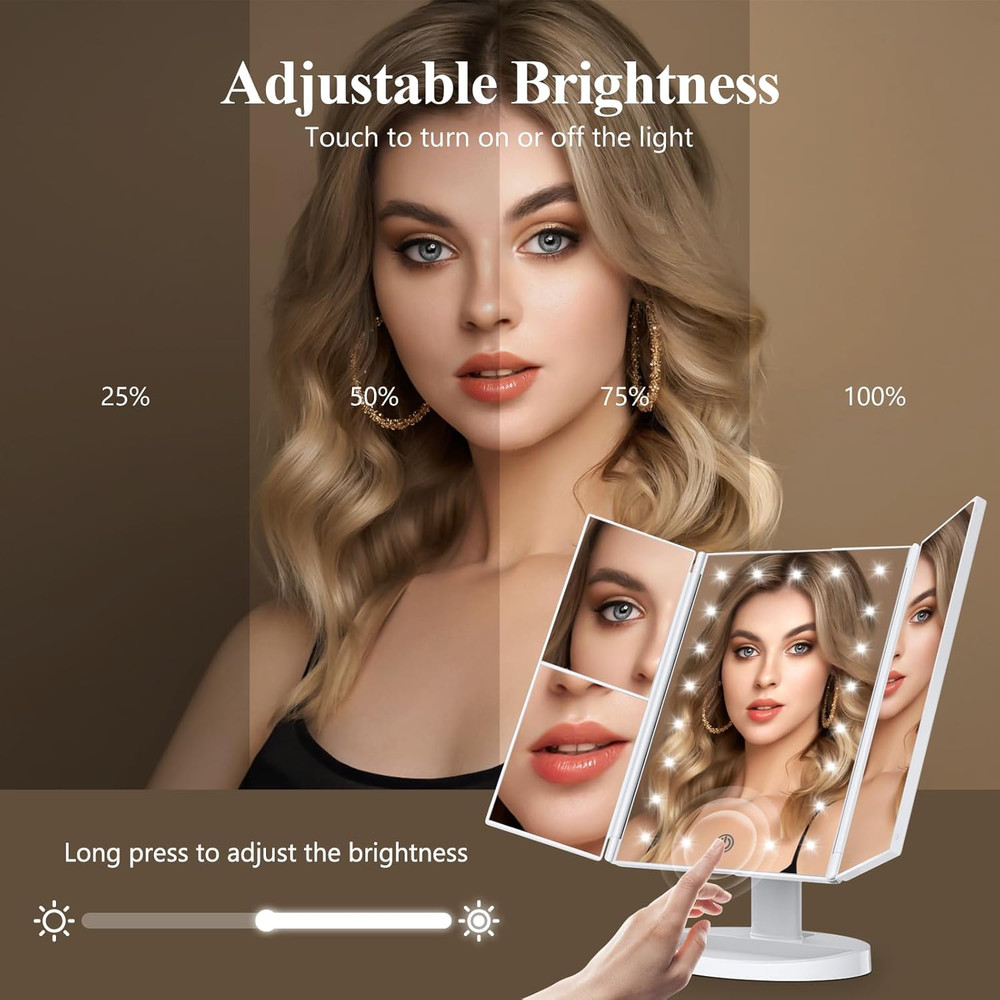 Makeup Mirror, Vanity Mirror with Lights, 2X/3X/10X Magnification, Touch Control
