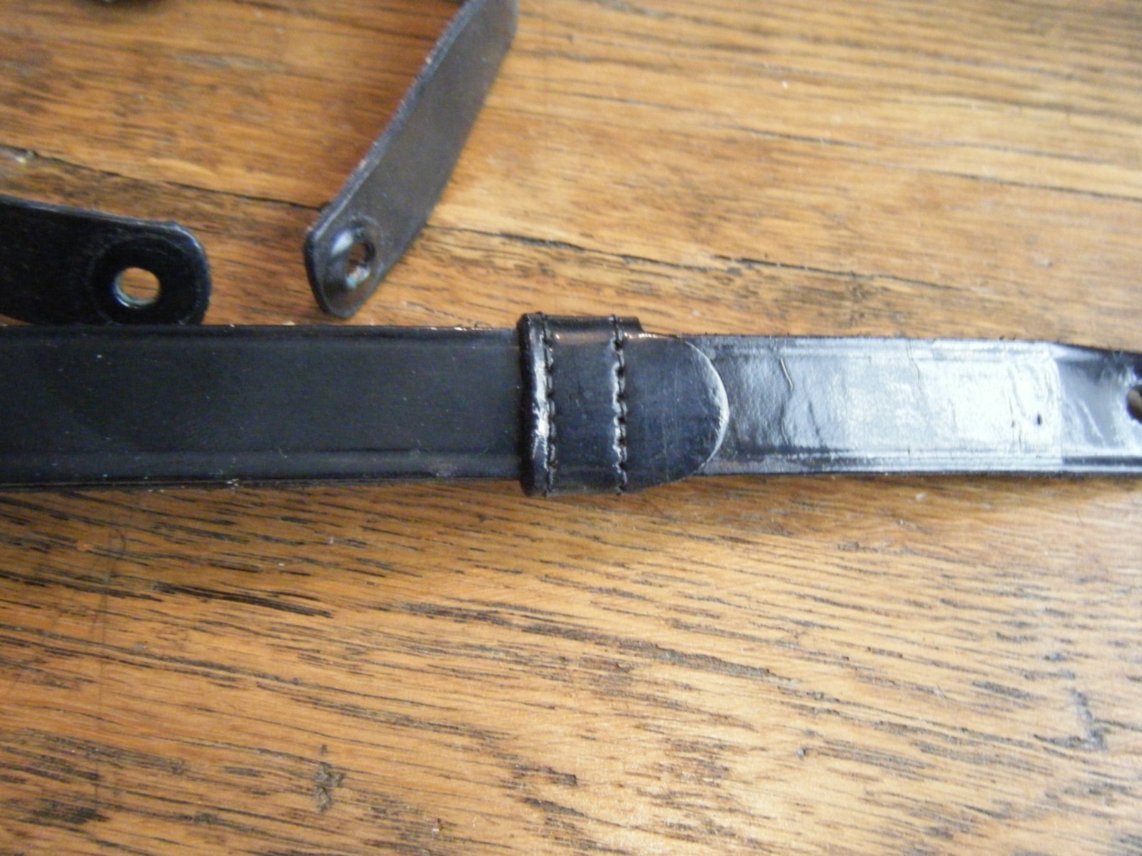 Genuine Air Force Black Leather Dress Hat Adjustable Chin Strap with Buttons