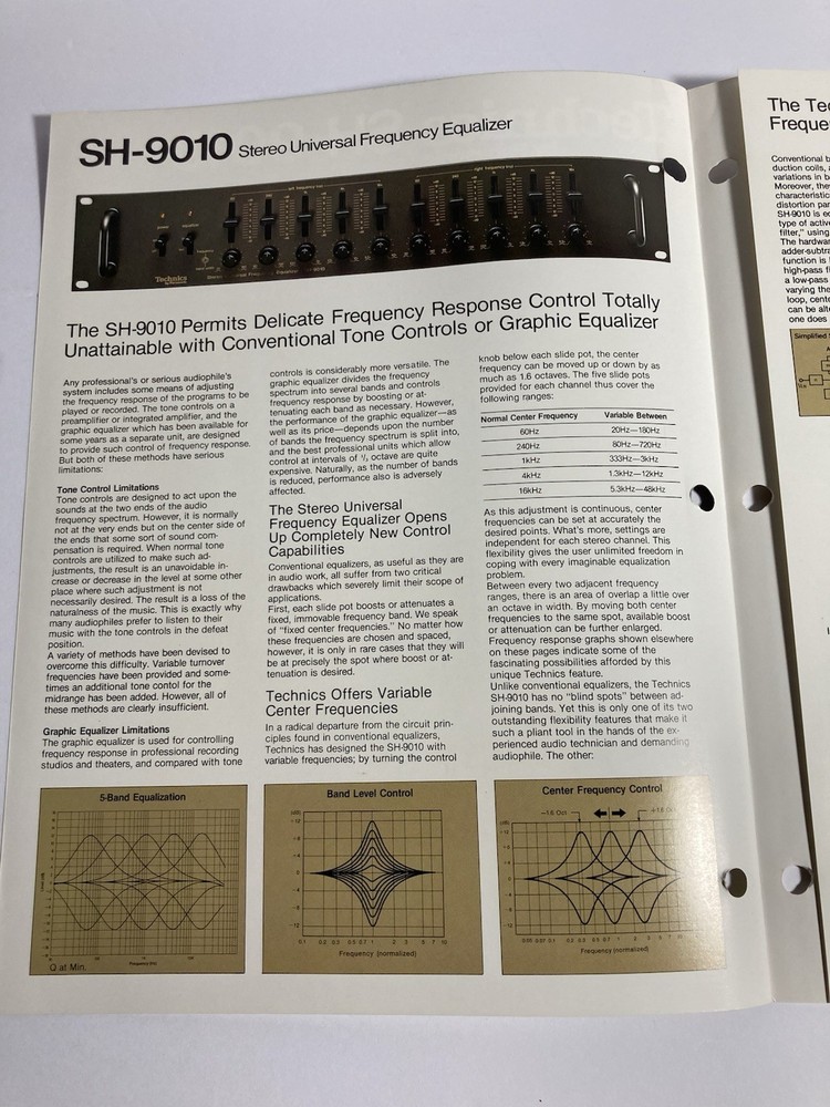 Technics SH-9010 Universal Frequency Equalizer Stereo Original Brochure Vintage