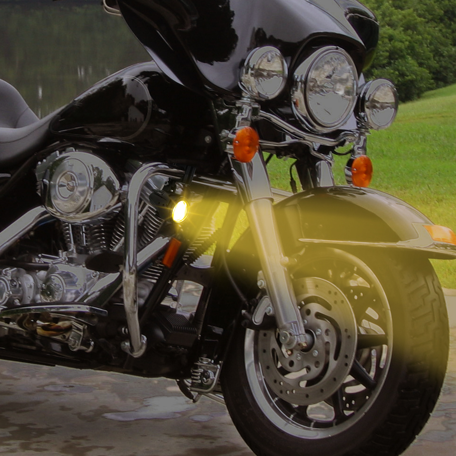 Motorcycle Fog Lights Strobe LED Driving Spotlight Auxiliary Amber White Wiring