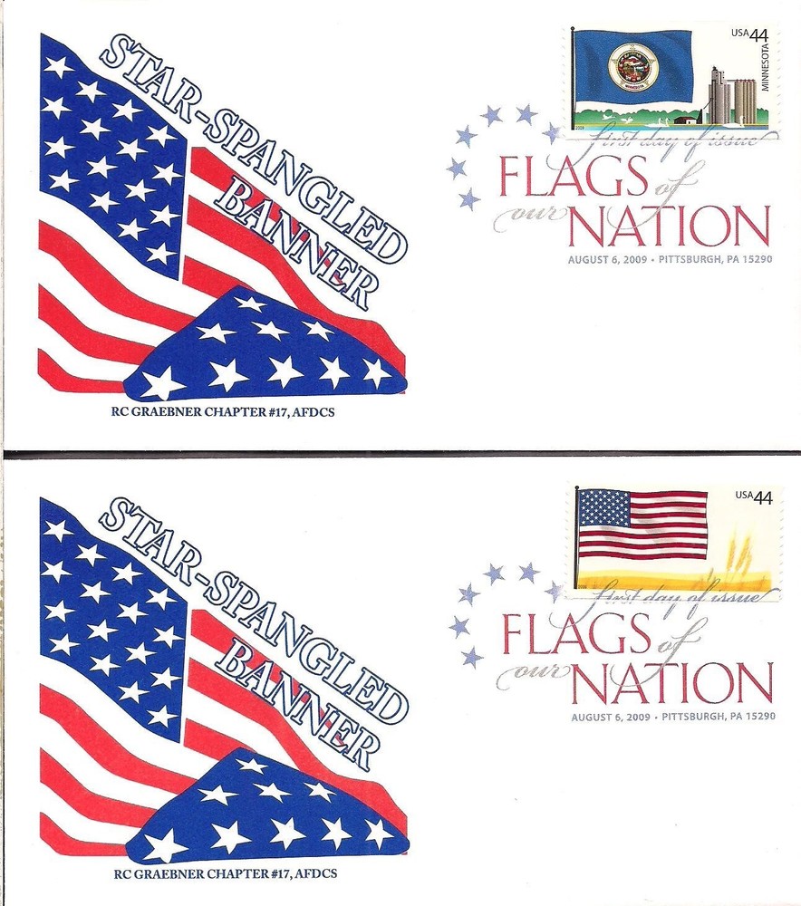 #4292-4302 Flags Nation 2009- DCP FDC set- Graebner - benefit Chapter 56 AFDCS
