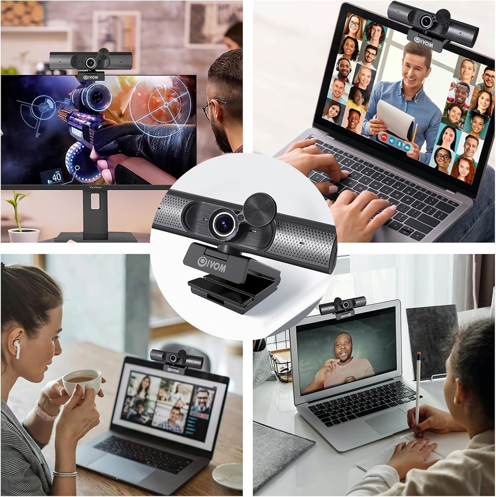 Webcam With Microphone and Speaker, 1080P Web Camera for Desktop Computer Lap...
