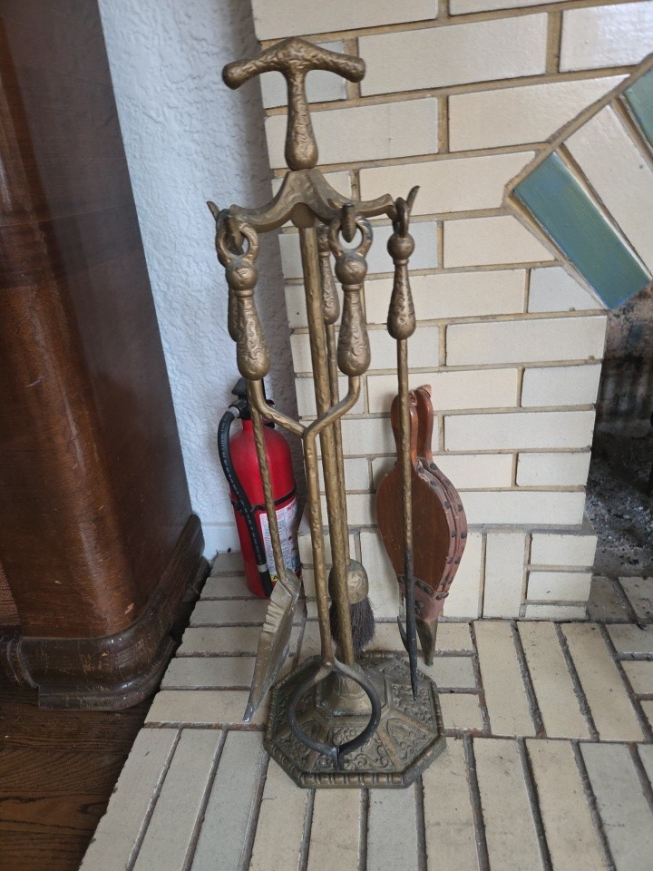 Vintage Brass Fireplace Tool Set