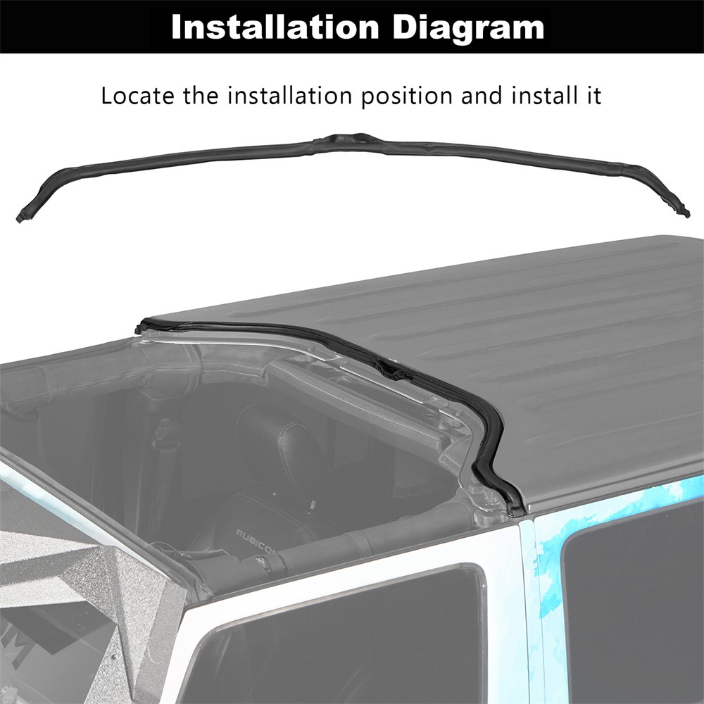 Hard Top Front Seal Water Sound Reduction For 2007-2018 Jeep Wrangler JK 4-Door