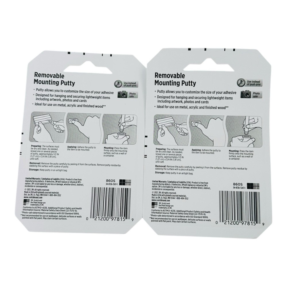2 Packs Scotch Removable Mounting Putty 2 oz