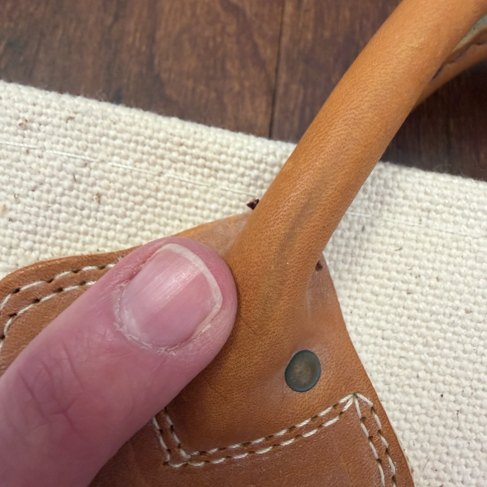 L.L.Bean Canvas Firewood Holder Carrier Pine Cone Design Leather Handles Vintage