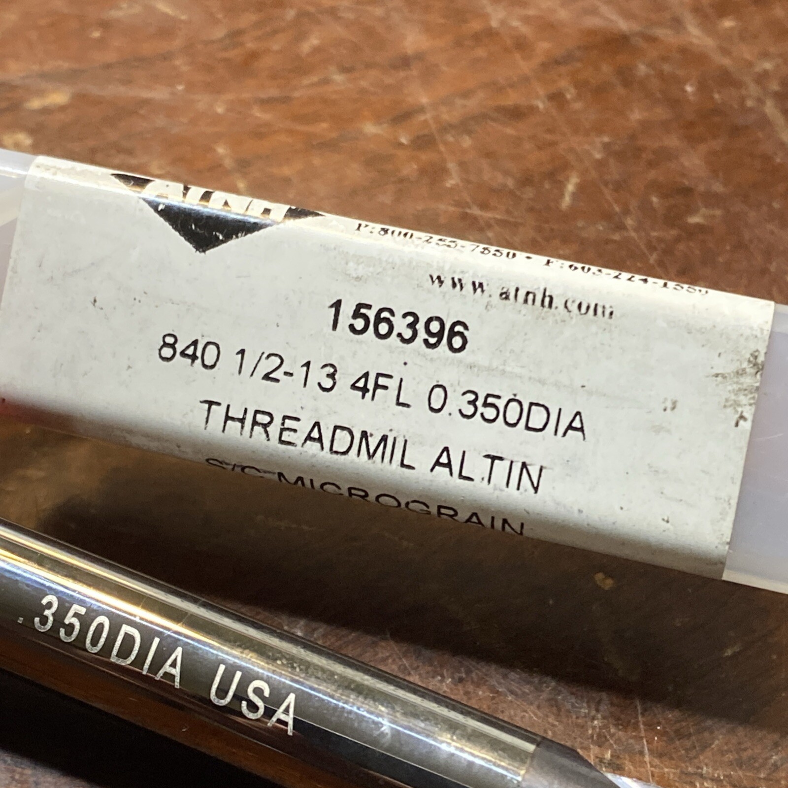 ATNH Solid Carbide Thread Mill 1/2-13 .350 Dia ALTiN USA (D6)