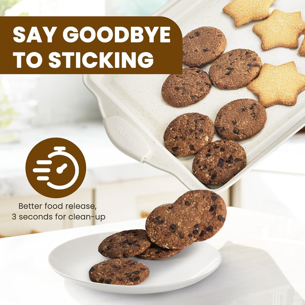 22 PCS Nonstick Baking Pans Set, Stackable Bakeware Sets with Silicone Handles,
