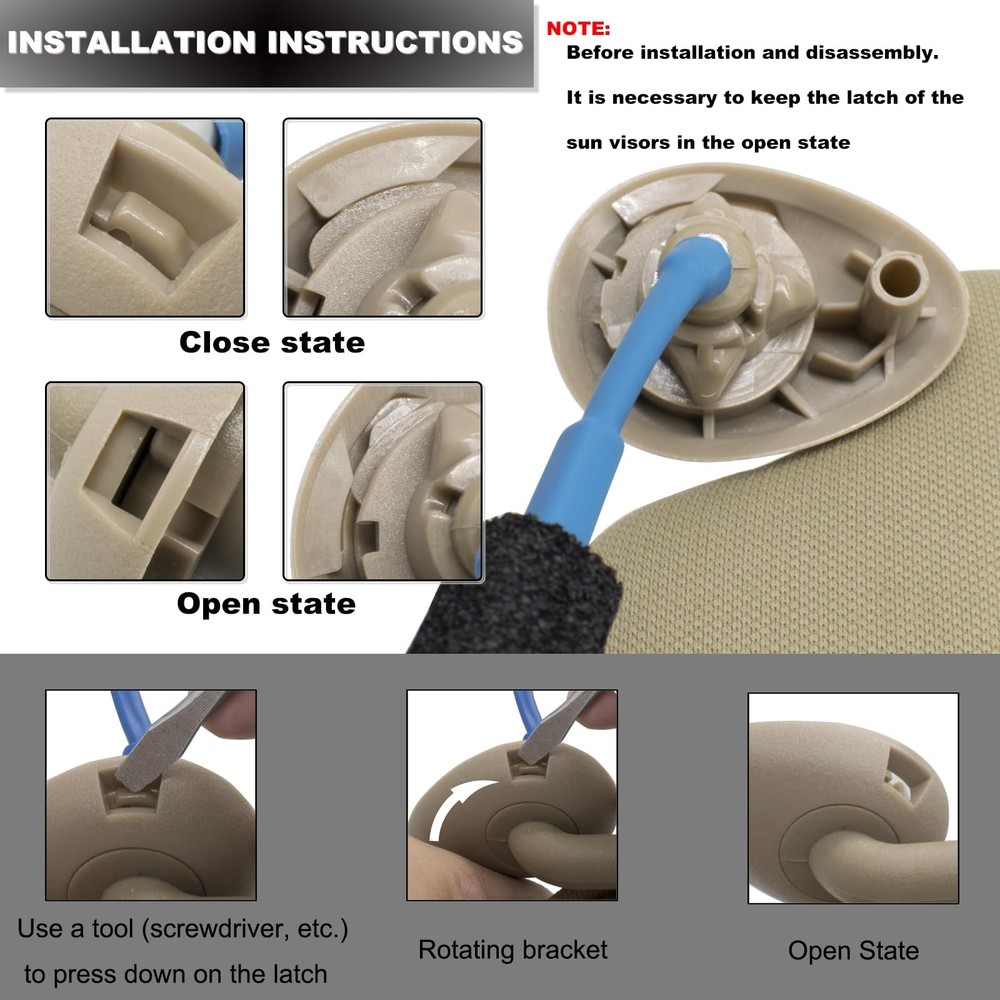 NHILES Driver Left Side Sun Visor Replacement Beige(Driver w/o Light）