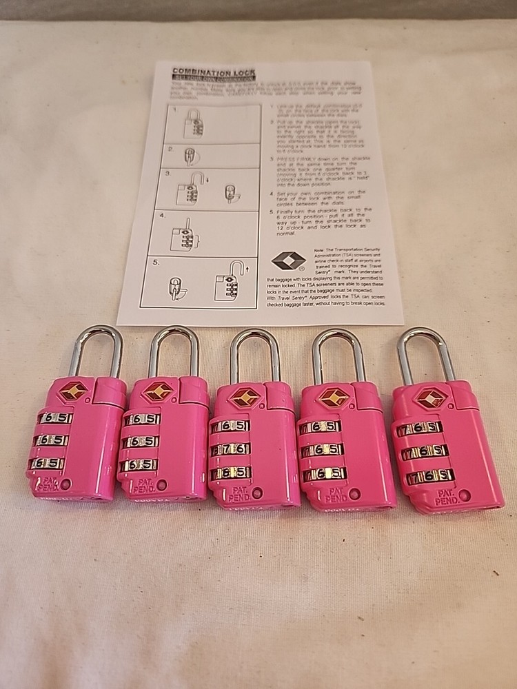 5 PinkCombination Luggage Locks TSA  Suitcase Padlock 3 Digit Luggage Code