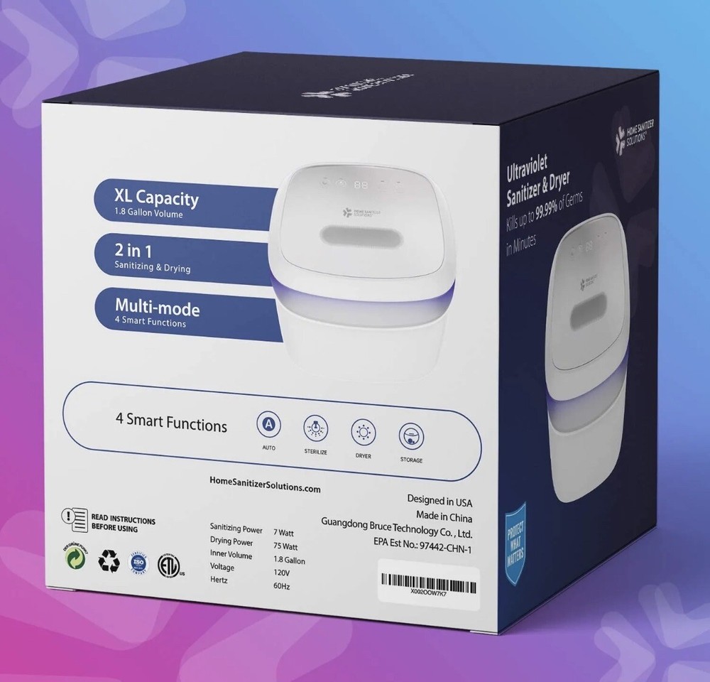 EXTRA LARGE UV Sanitizer Box and Dryer Device metal bottle 4 function