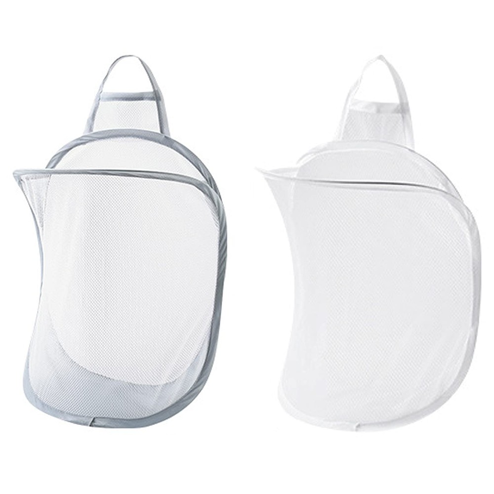 Pop-up Hanging Laundry Hamper Small Mesh Laundry Basket 2 Pack Foldable Hampe...