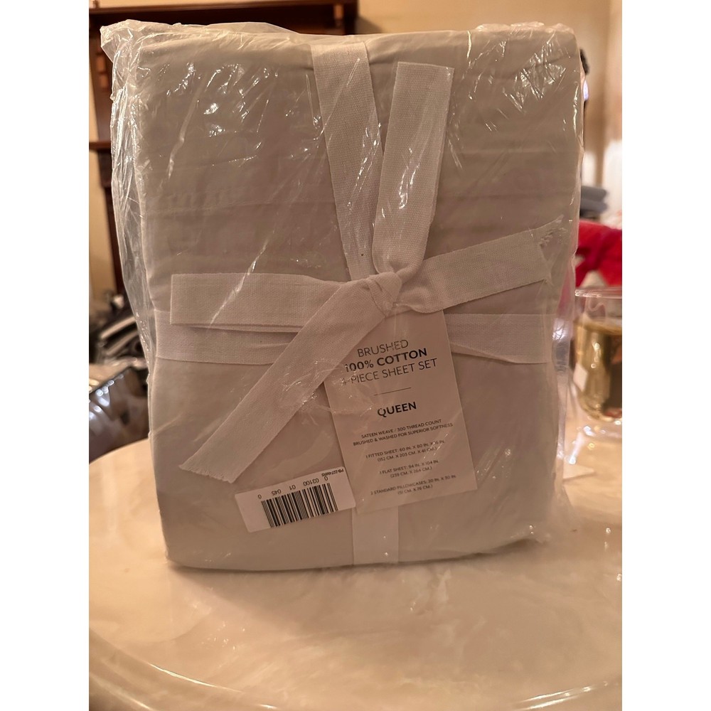 Brushed 100% Cotton 4 Piece Sheet Set Queen Size