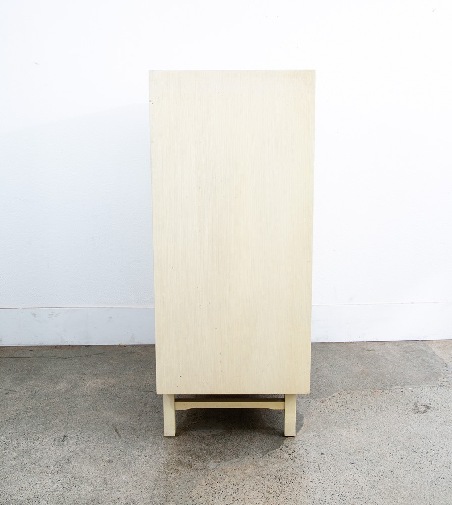 Mid Century Modern Dresser Highboy 6 Drawer White American Kalpe Trim Vintage